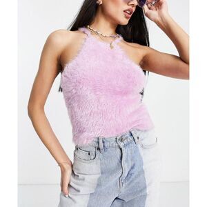ASOS Design Lilac Fuzzy Knit Tank Top Y2K Halter Style size 8